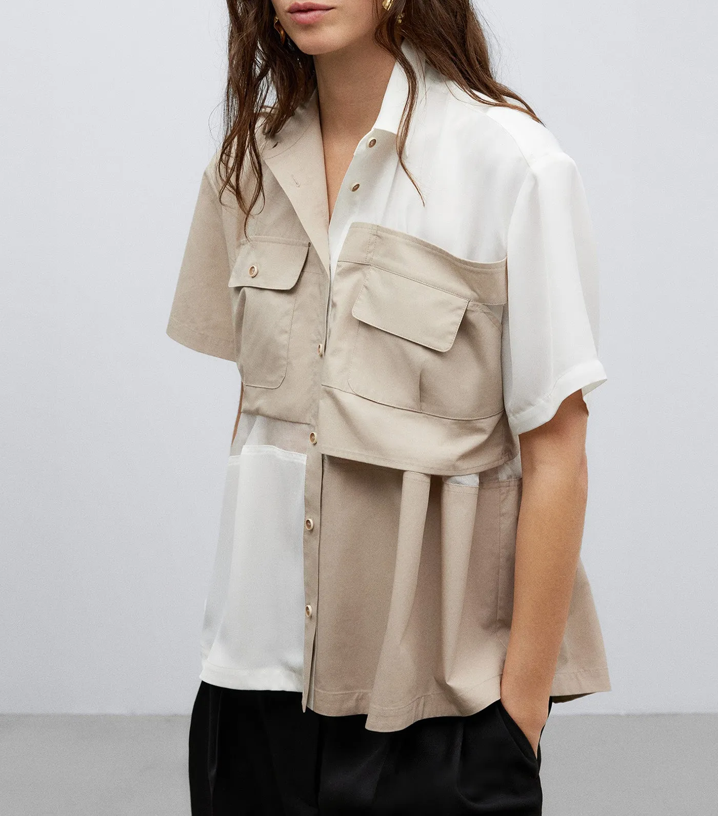 Unstructured Cotton Shirt Stone