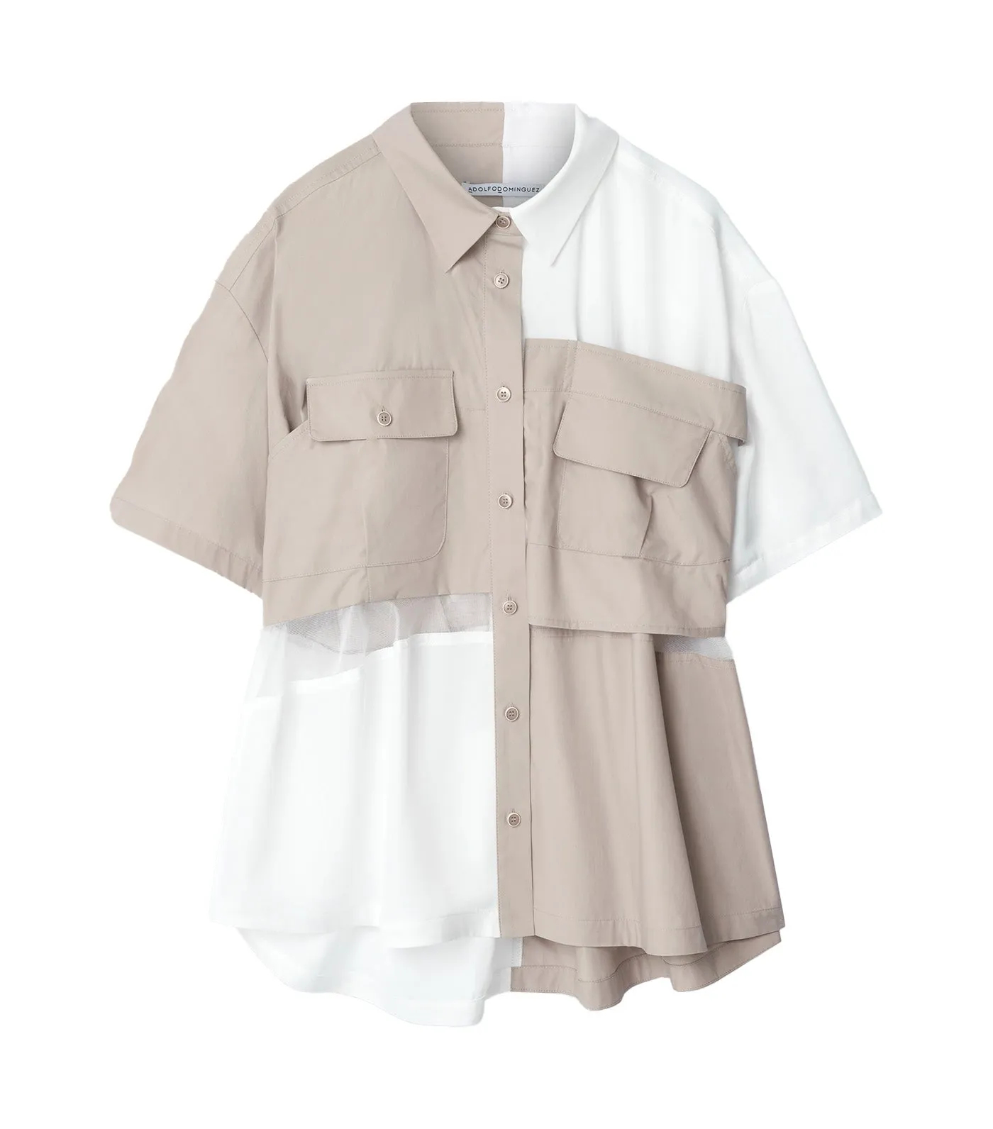 Unstructured Cotton Shirt Stone