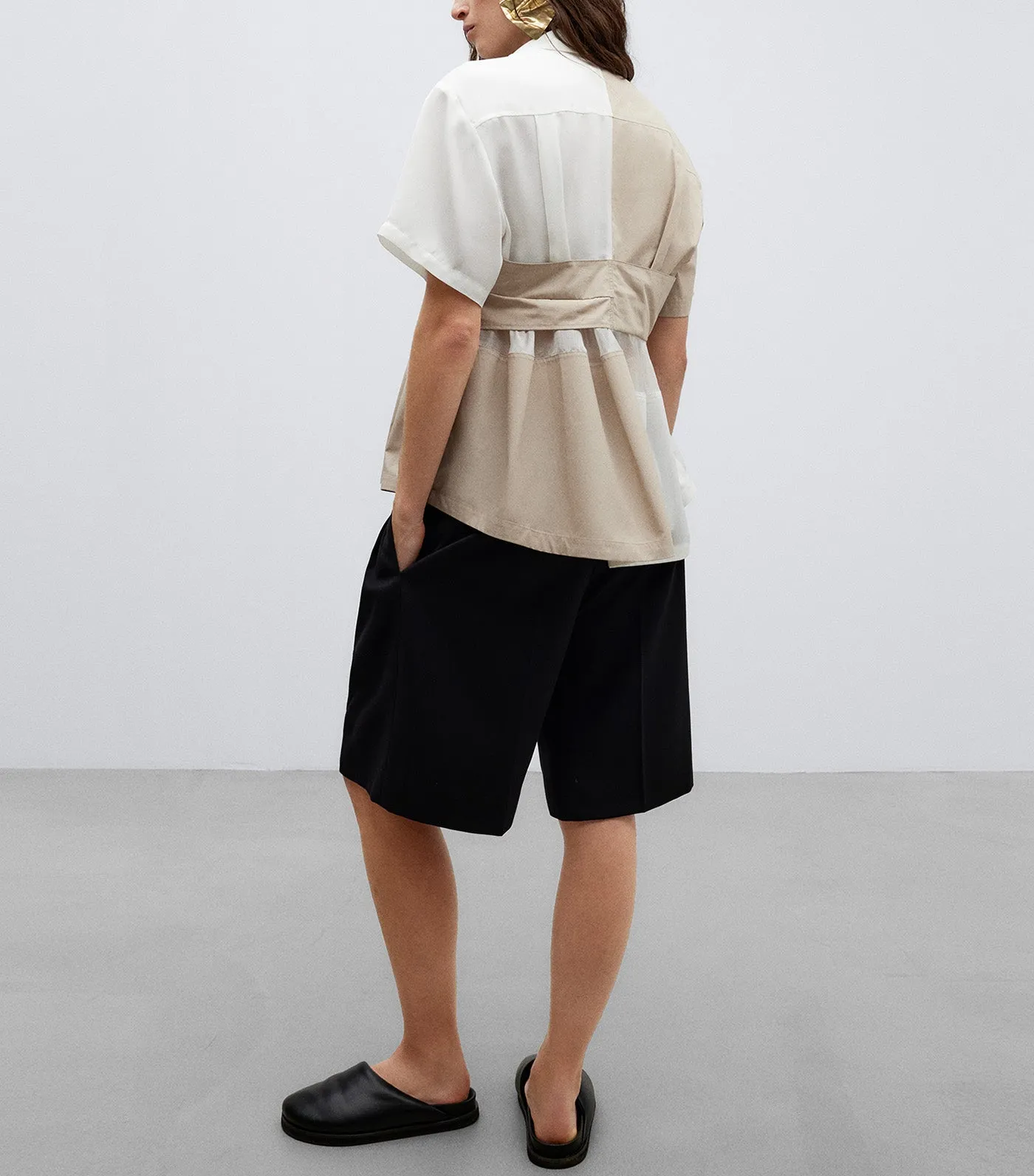 Unstructured Cotton Shirt Stone