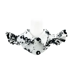 White and Black Graphic Floral Neck Collar SPP00097