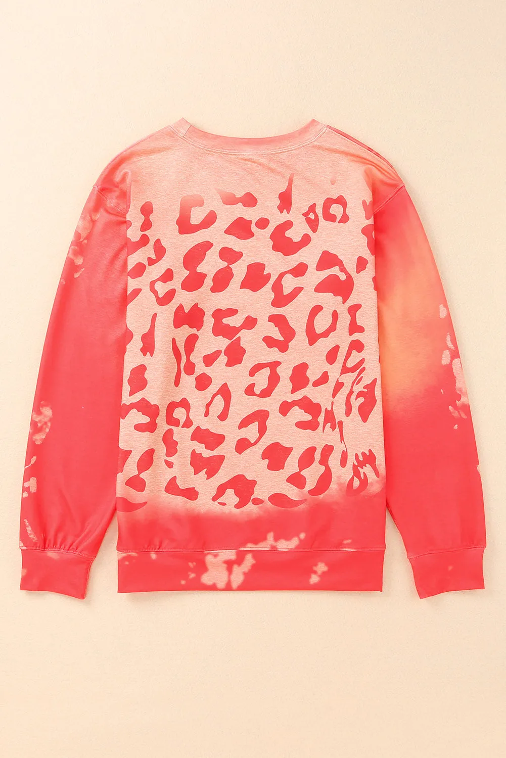 Women Pink MAMA Leopard Print Crew Neck Pullover Sweatshirt