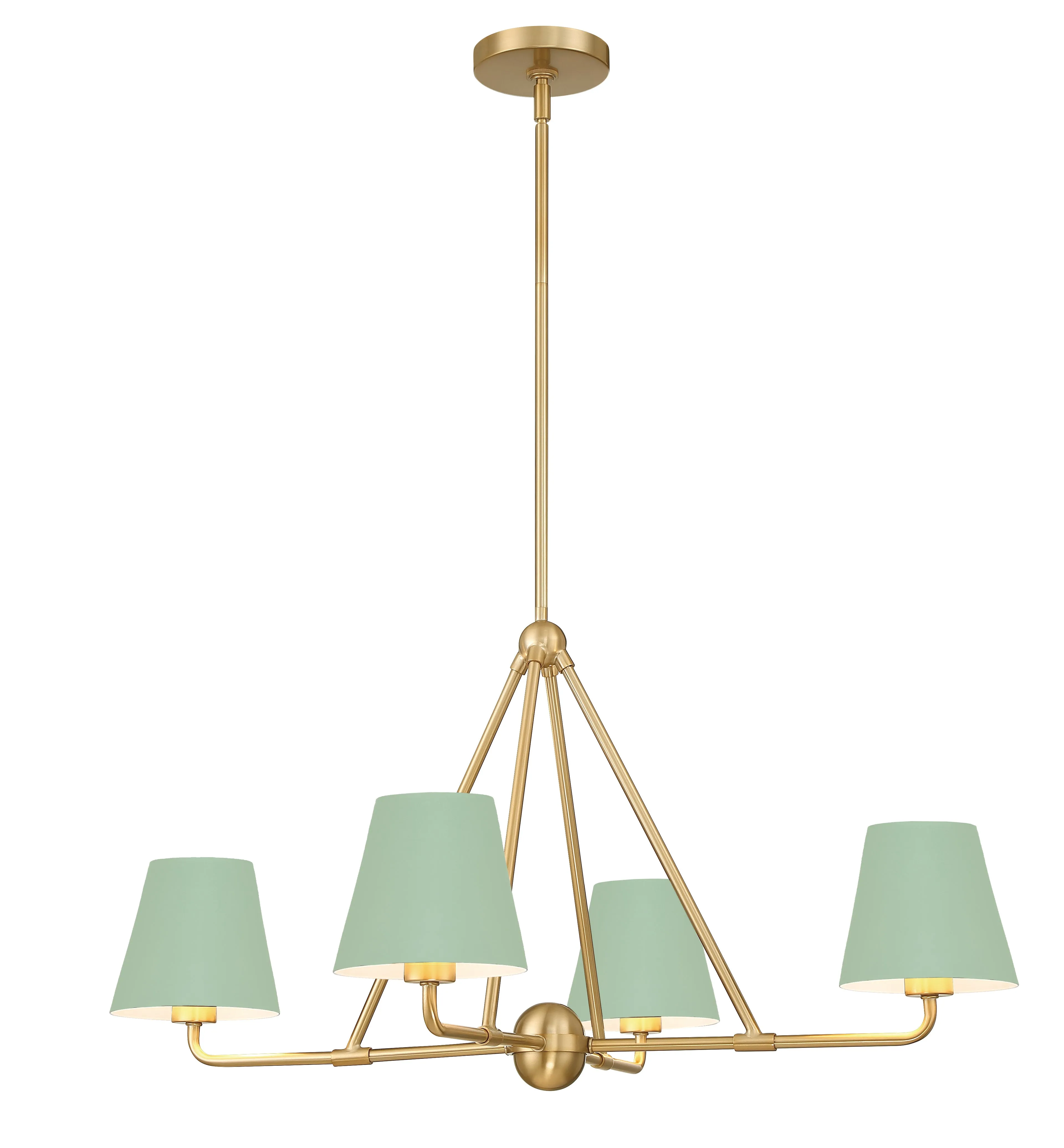 Xavier 4 Light Vibrant Gold   Green Chandelier - C193-XAV-B9304-VG-GR